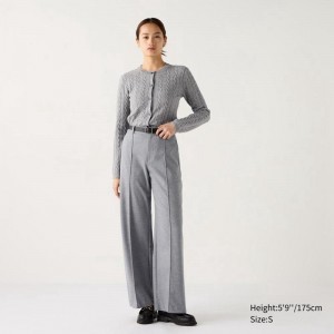 Uniqlo Brushed Jersey Wide (Long) Women Trousers Grey US | TXNA-02945