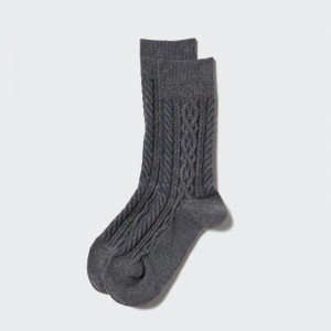 Uniqlo (Cable) Men Socks Dark Grey US | ULSN-17058