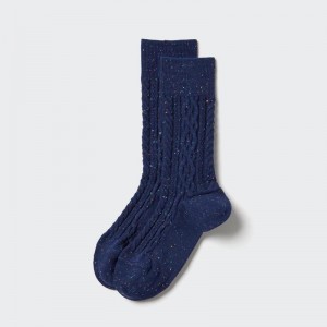 Uniqlo (Cable) Men Socks Navy US | PDAK-01375