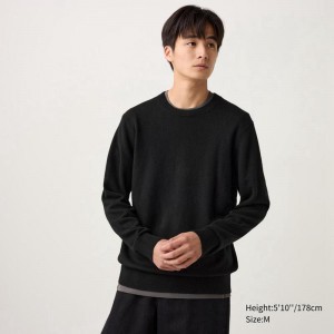 Uniqlo Cashmere Crew Neck Men Jumper Black US | FMGU-52810