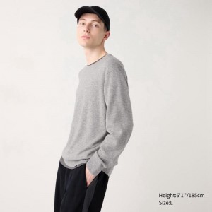 Uniqlo Cashmere Crew Neck Men Jumper Grey US | CPRY-49371