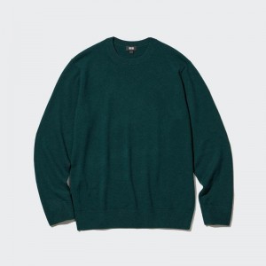 Uniqlo Cashmere Crew Neck Men Jumper Green US | DPRB-50413