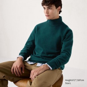 Uniqlo Cashmere Men Jumper Green US | QECW-84931