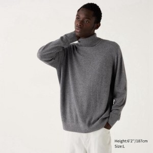 Uniqlo Cashmere Men Jumper Grey US | LRKE-30958