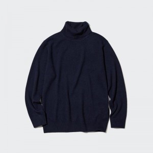 Uniqlo Cashmere Men Jumper Navy US | SMAF-21569