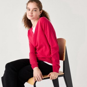 Uniqlo Cashmere V Neck Women Jumper Pink US | FJCV-26874