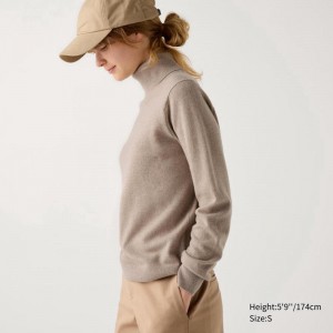 Uniqlo Cashmere Women Jumper Beige US | VNTB-13085