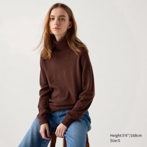 Uniqlo Cashmere Women Jumper Brown US | VWMU-74210