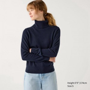 Uniqlo Cashmere Women Jumper Navy US | NEQB-46289