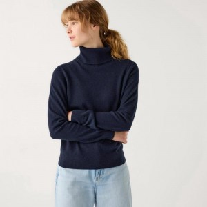 Uniqlo Cashmere Women Jumper Navy US | WJSN-89327