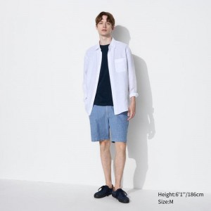 Uniqlo Chambray Stretch Easy Men Shorts Blue US | MNTO-97584