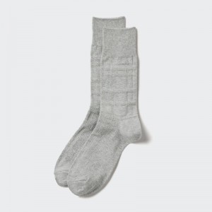 Uniqlo (Check) Men Socks Grey US | ITBN-67103