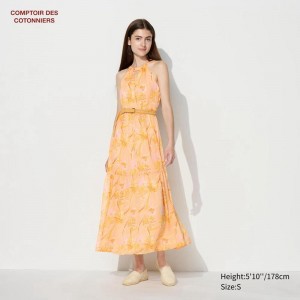 Uniqlo Chiffon Long Women Dress Light Orange US | EVYG-16974