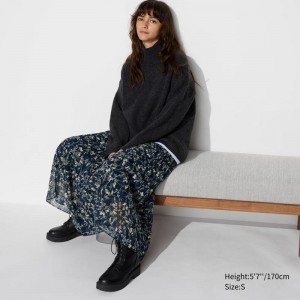 Uniqlo Chiffon (Printed) Women Skirts Navy US | IJHG-34281