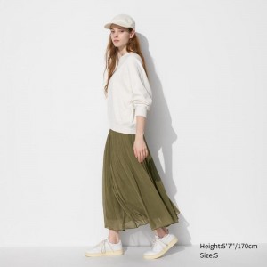 Uniqlo Chiffon Women Skirts Olive US | PAWX-56908