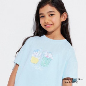 Uniqlo Chiikawa X Sanrio Characters UT Graphic Kids' T-Shirt Light Blue US | QXAM-34297