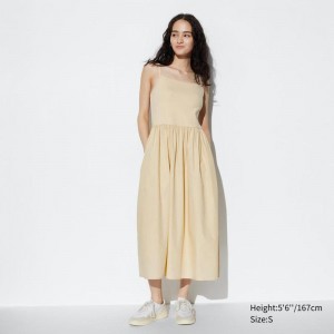 Uniqlo Combination Camisole Women Dress Cream US | EVUP-92510