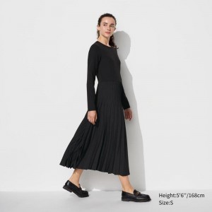 Uniqlo Combination Women Dress Black US | MCIJ-46275