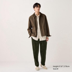 Uniqlo Corduroy Easy Ankle Men Trousers Olive US | WAFL-04986