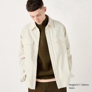 Uniqlo Corduroy (Pocket) Men Overshirts Off White US | BDXK-41637