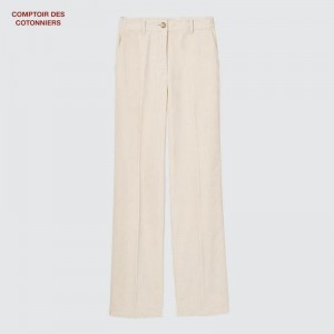 Uniqlo Corduroy Regular Fit Women Trousers Light Grey US | NFME-41650