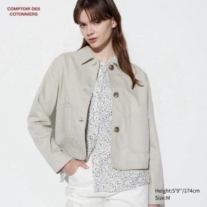 Uniqlo Cotton Blend Women Jackets Grey US | MLNU-42657