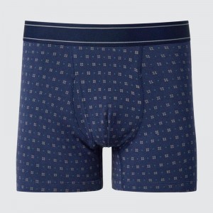 Uniqlo Cotton Boxer (Print) Men Briefs Blue US | OPNJ-26974