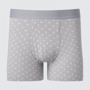 Uniqlo Cotton Boxer (Print) Men Briefs Grey US | ZABT-24193