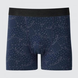 Uniqlo Cotton Boxer (Print) Men Briefs Navy US | BEGX-75039