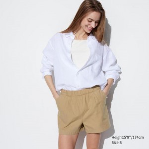 Uniqlo Cotton Easy (Short) Women Shorts Khaki US | QGWI-03896