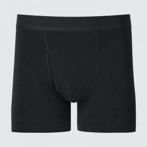 Uniqlo Cotton Regular Rise Boxer Men Briefs Black US | QGIN-83720