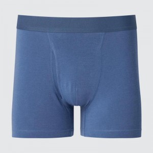 Uniqlo Cotton Regular Rise Boxer Men Briefs Blue US | VWQJ-36941