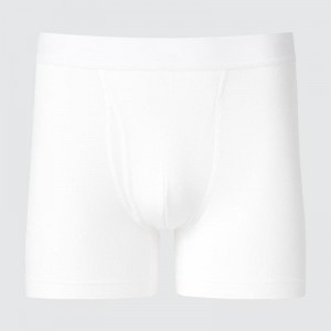 Uniqlo Cotton Regular Rise Boxer Men Briefs White US | EMXB-18397