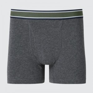 Uniqlo Cotton Regular Rise Boxer Men Briefs Dark Grey US | DSJH-39456