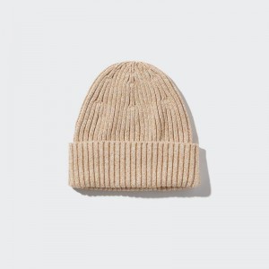 Uniqlo Cotton (Ribbed) Men Beanie Beige US | IXJG-45291