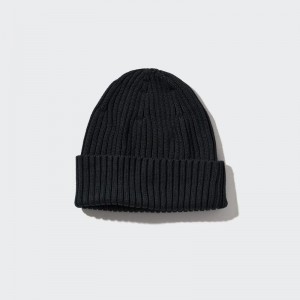 Uniqlo Cotton (Ribbed) Men Beanie Black US | EBSG-12380