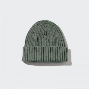 Uniqlo Cotton (Ribbed) Men Beanie Green US | VGNY-21305