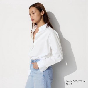 Uniqlo Cotton Women Shirts White US | YRCE-65943