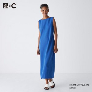 Uniqlo Crepe Jersey (Sleeveless) Women Dress Blue US | OCZD-16753