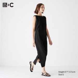 Uniqlo Crepe Jersey (Sleeveless) Women Dress Black US | DYKT-31486