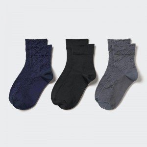 Uniqlo (Crew, 3 Pairs) Women Socks Tights Navy US | GQWM-29047