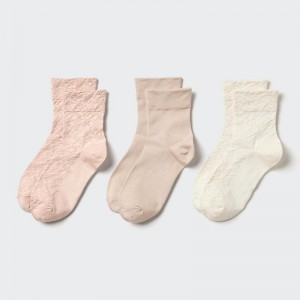 Uniqlo (Crew, 3 Pairs) Women Socks Tights Pink US | IETH-16573