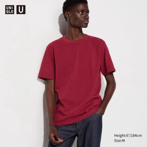 Uniqlo Crew Neck Men T-Shirt Red US | YUXR-98172