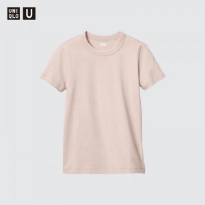 Uniqlo Crew Neck Women T-Shirts Pink US | MWSP-36872