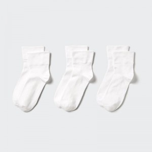 Uniqlo (Crew Taper, 3 Pairs) Women Socks Tights White US | NPWR-58120