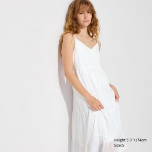 Uniqlo Crinkle Cotton Camisole Women Dress White US | FJQD-03865