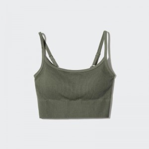 Uniqlo Cropped Women Tank Tops Olive US | DGSM-09174