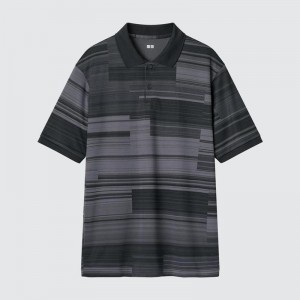 Uniqlo DRY-EX (Kei Nishikori) Men Polo Shirt Black US | OFZP-17426