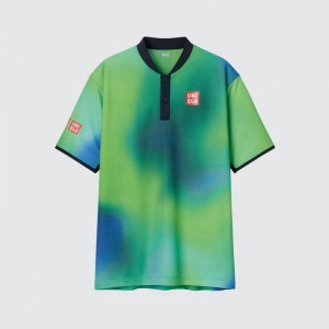 Uniqlo DRY-EX (Kei Nishikori) Men Polo Shirt Green US | UMPB-93654