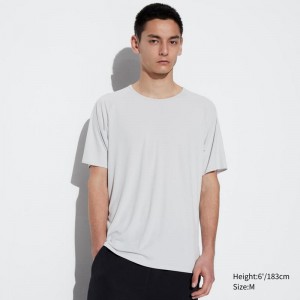 Uniqlo DRY-EX (Light) Men T-Shirt Light Grey US | ITOS-43798